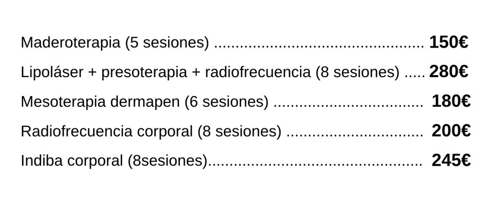 tarifas corporales beauty secrets valencia